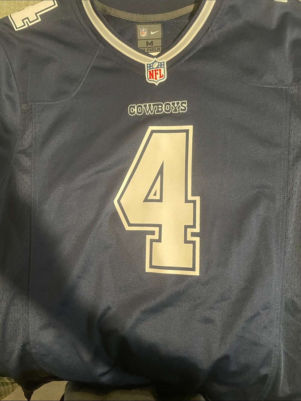 Nike Dallas Cowboys #4 Navy and White Jersey
